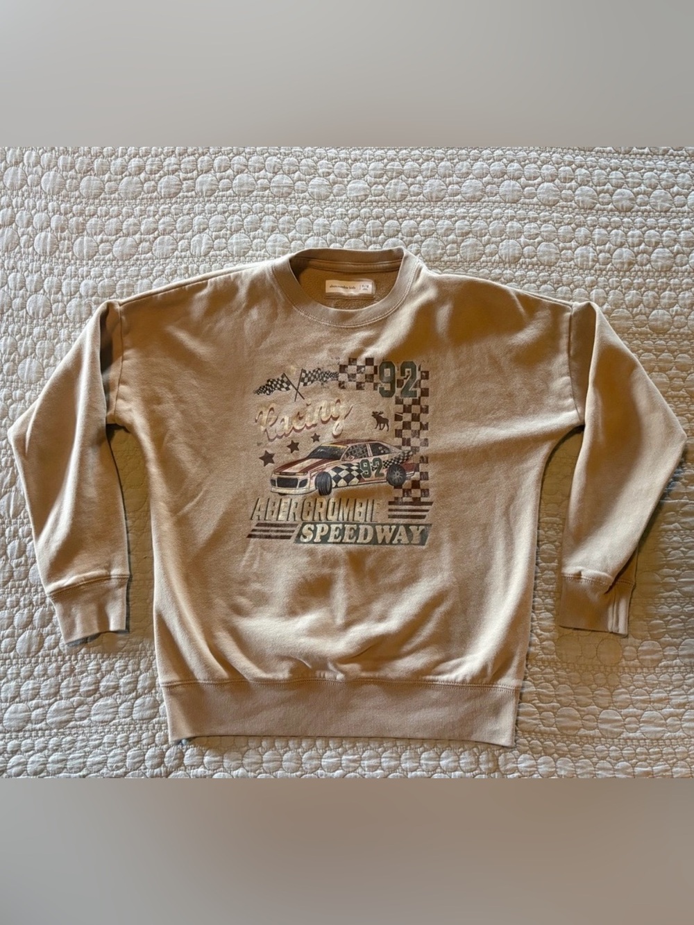 Abercrombie Kids girls graphic crewneck sweatshirt with racing print